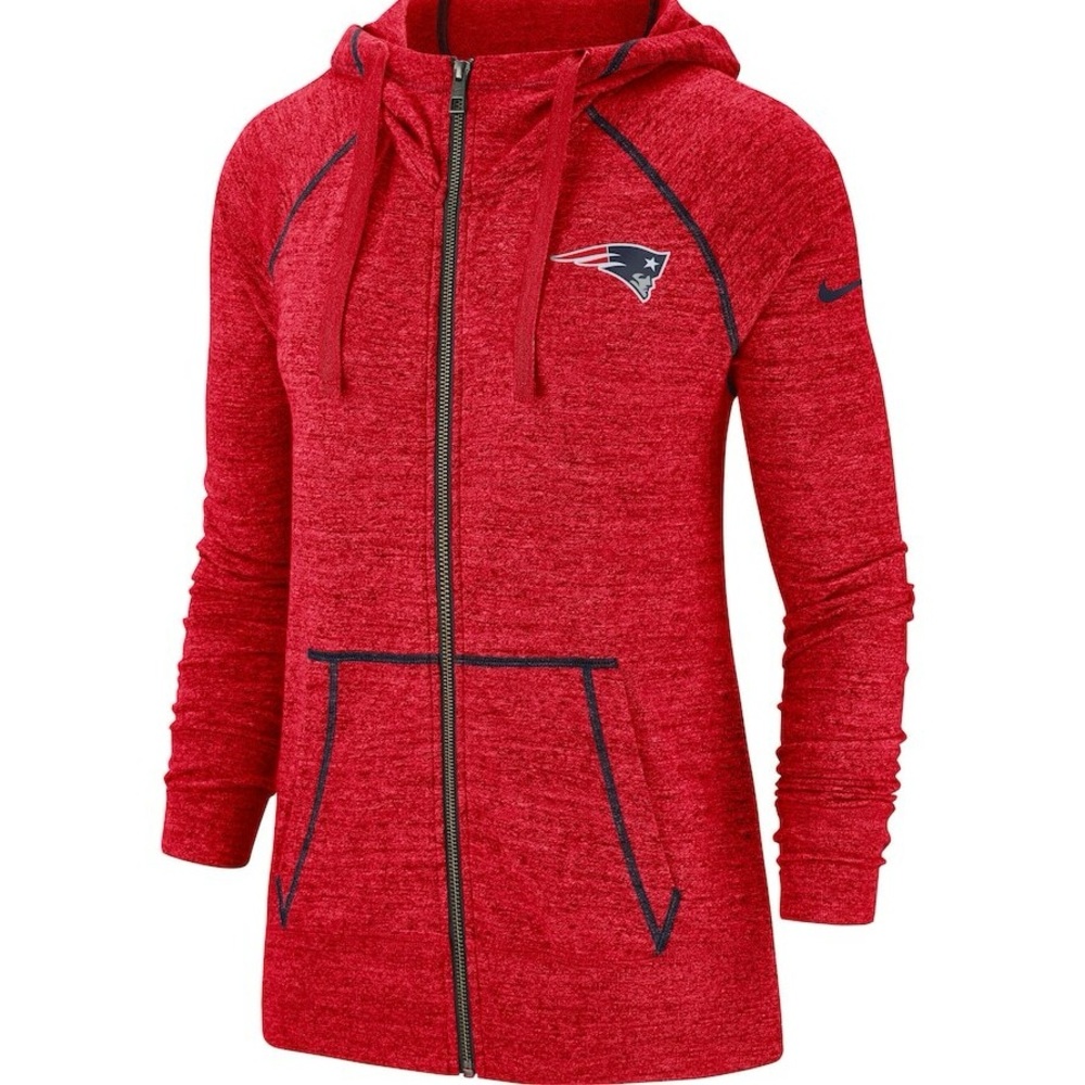 Nike NFL New England Patriots Gym Vintage Full Zip Hoodie Heathered Red Size XL